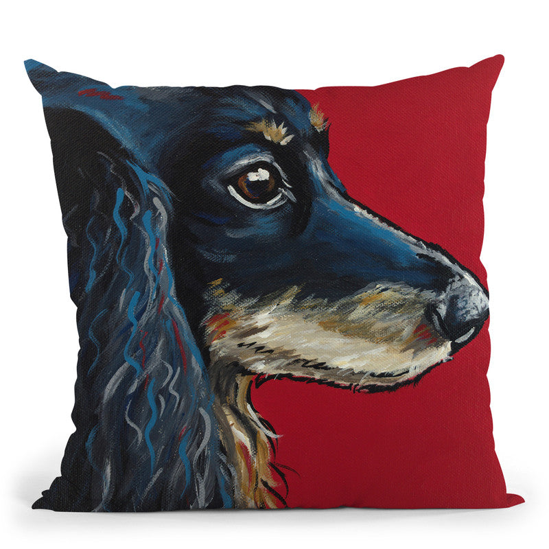 Dachshund Expressive Red Throw Pillow By Hippie Hound Studios - All About Vibe