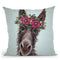Donkey Rufus 1 Pink Flowers Throw Pillow By Hippie Hound Studios - All About Vibe