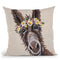 Donkey Rufus Flower Crown Throw Pillow By Hippie Hound Studios - All About Vibe