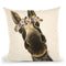 Donkey Snickersflower Crown Cream Throw Pillow By Hippie Hound Studios - All About Vibe