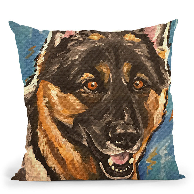 Germanepherd Expressive Blue 1 Throw Pillow By Hippie Hound Studios - All About Vibe