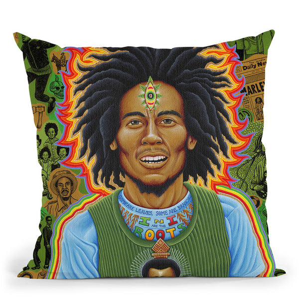 Bob Marley Roots Throw Pillow By Chris Dyer - All About Vibe