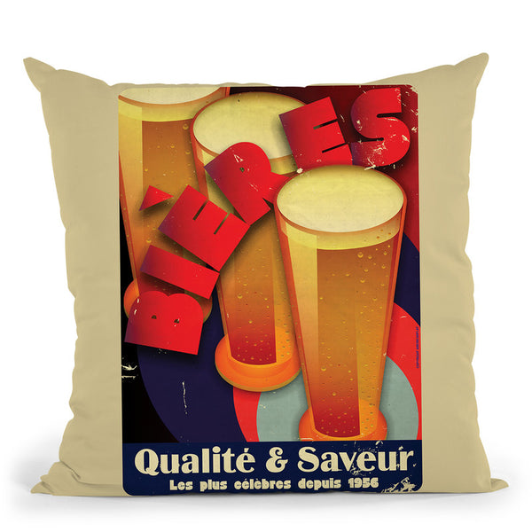 BiŽres QualitŽ & Saveur Throw Pillow By American Flat - All About Vibe