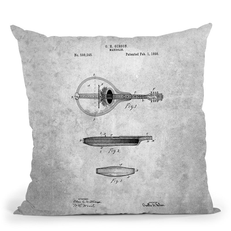 Mandolin Blueprint Throw Pillow By Cole Borders - All About Vibe