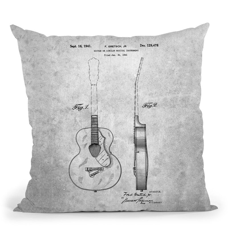 Guitar Blueprint I Throw Pillow By Cole Borders - All About Vibe