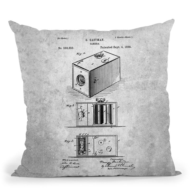 Vintage Camera Blueprint Throw Pillow By Cole Borders - All About Vibe