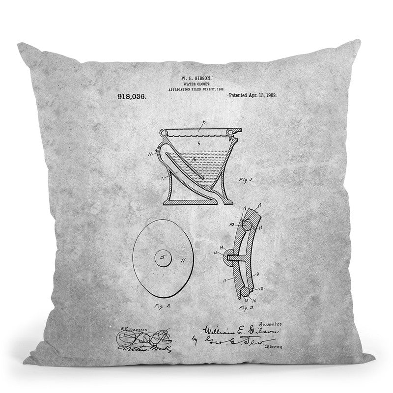 Water Closet Blueprint Throw Pillow By Cole Borders - All About Vibe