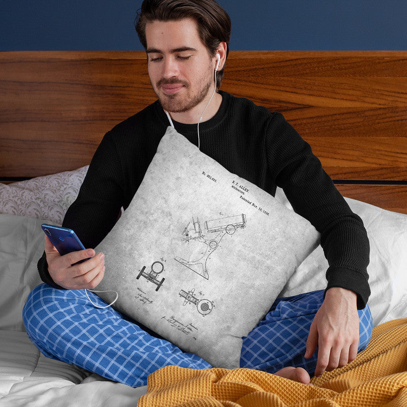Microscope Blueprint Throw Pillow By Cole Borders - All About Vibe