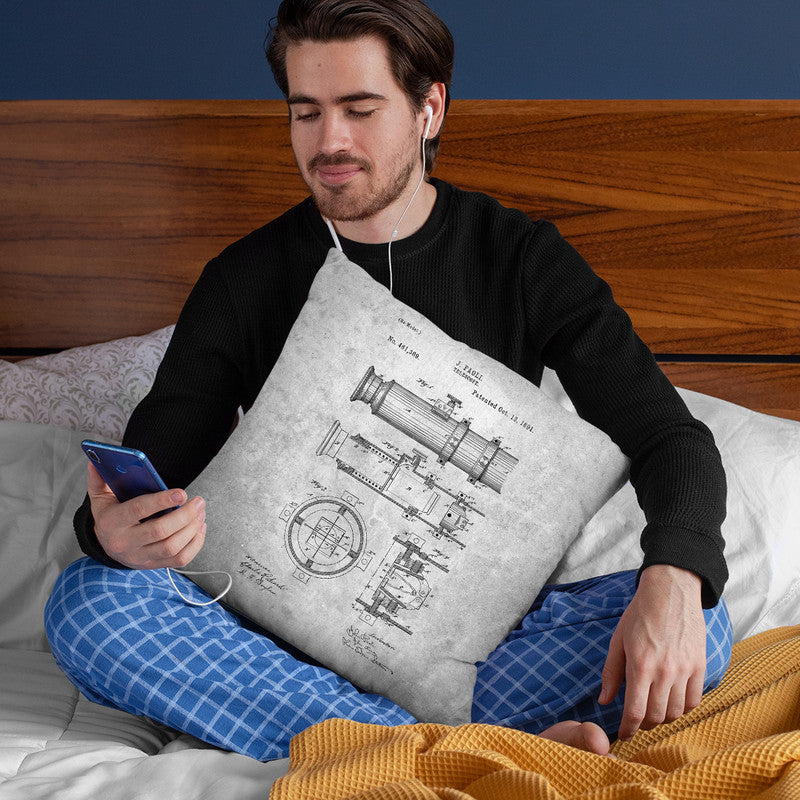 Telescope Blueprint Throw Pillow By Cole Borders - All About Vibe