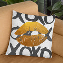 Xoxo Gold Lips Throw Pillow By Blakely Bering