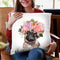 Pug with Flower Crown Throw Pillow by Big Nose Work