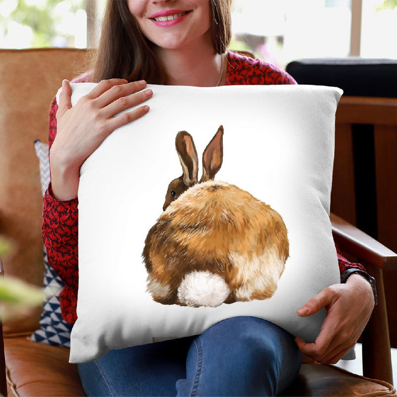 Rabbit Butt Throw Pillow by Big Nose Work