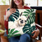Sneaky Llama with Monstera Throw Pillow by Big Nose Work