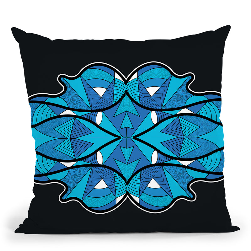 Vagues-Bleu-Noir Throw Pillow By Baro Sarre