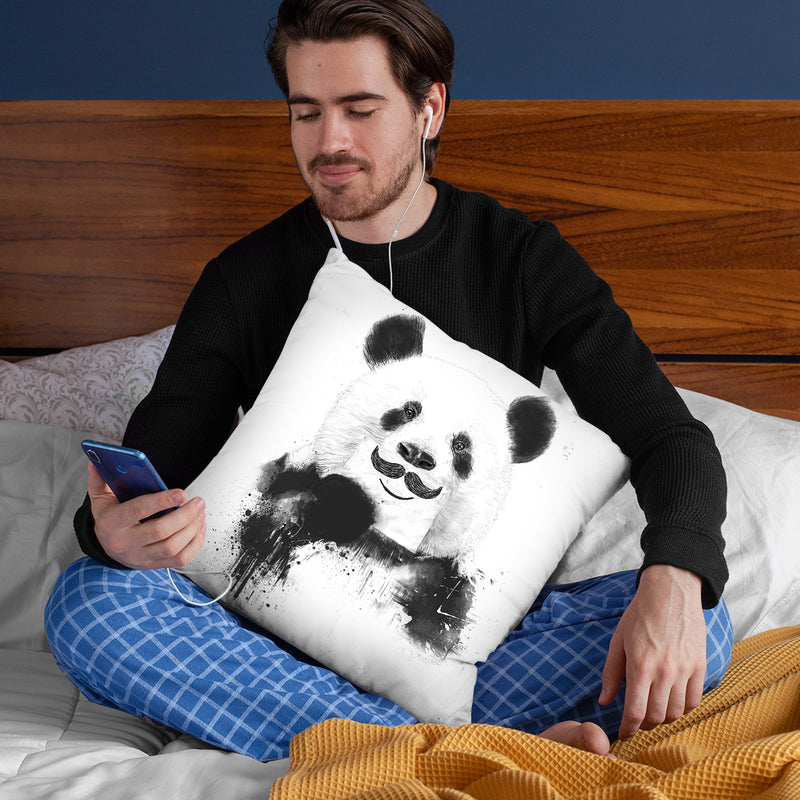 Funny Panda Throw Pillow By Balazs Solti
