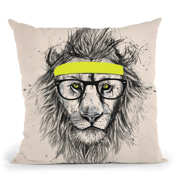 Hipster Lion Throw Pillow By Balazs Solti