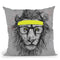 Hipster Lion Gray Throw Pillow By Balazs Solti