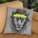 Hipster Lion Gray Throw Pillow By Balazs Solti