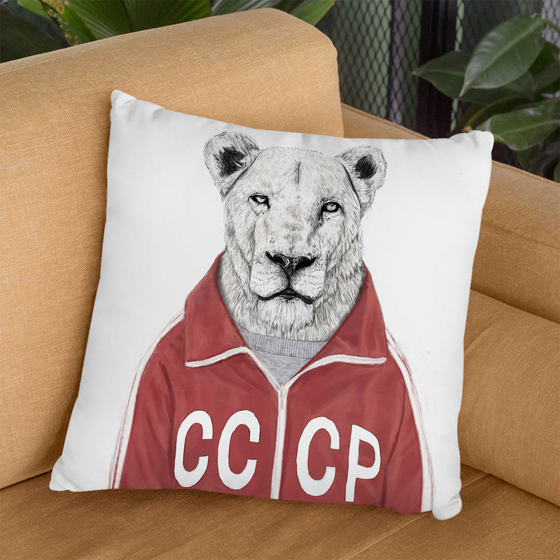 Soviet Lion Throw Pillow By Balazs Solti