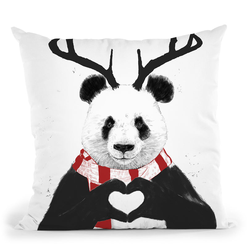 Xmas Panda Throw Pillow By Balazs Solti