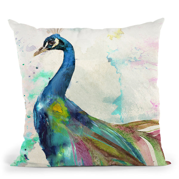 Peacock Dress Throw Pillow By Color Bakery