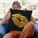 Golden Lips Throw Pillow By Color Bakery