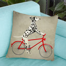 Dalmatian On Bicycle Throw Pillow By Coco De Paris