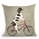 English Springer On Bicycle Throw Pillow By Coco De Paris