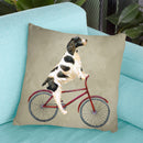 English Springer On Bicycle Throw Pillow By Coco De Paris