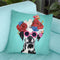 Flower Power Dalmatian Blue Throw Pillow By Coco De Paris
