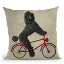 Poodle On Bicycle Throw Pillow By Coco De Paris