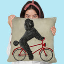 Poodle On Bicycle Throw Pillow By Coco De Paris