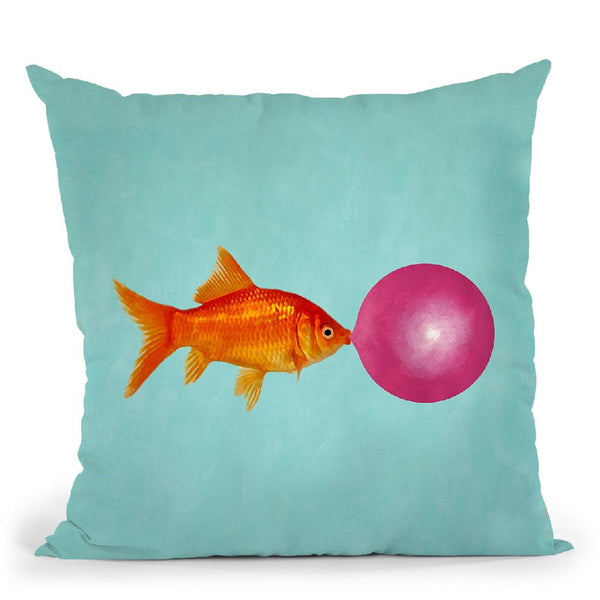 Goldfish With Bubblegum Throw Pillow By Coco De Paris