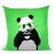 Panda With Fingerheart Green Throw Pillow By Coco De Paris