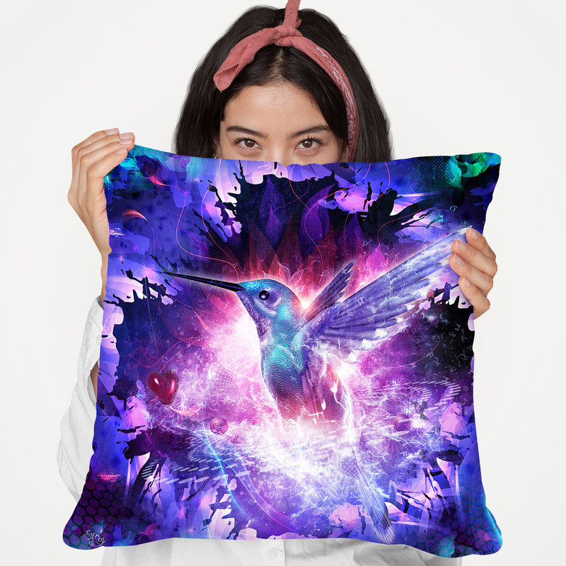 Hummingbird Love  Throw Pillow By Cameron Gray - by all about vibe