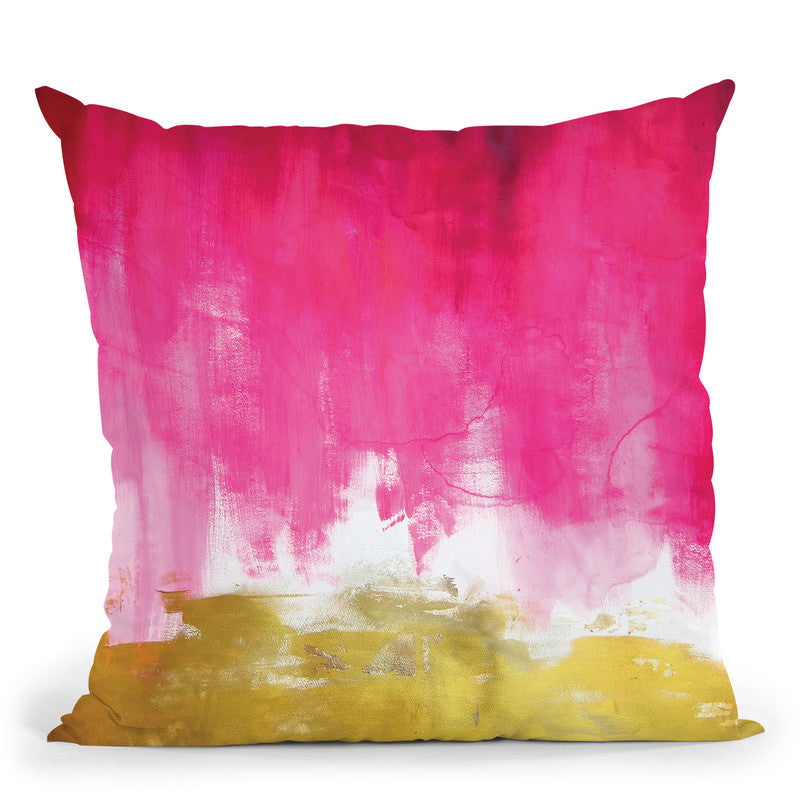Pink And Gold Abstract Throw Pillow By Christine Lindstrom
