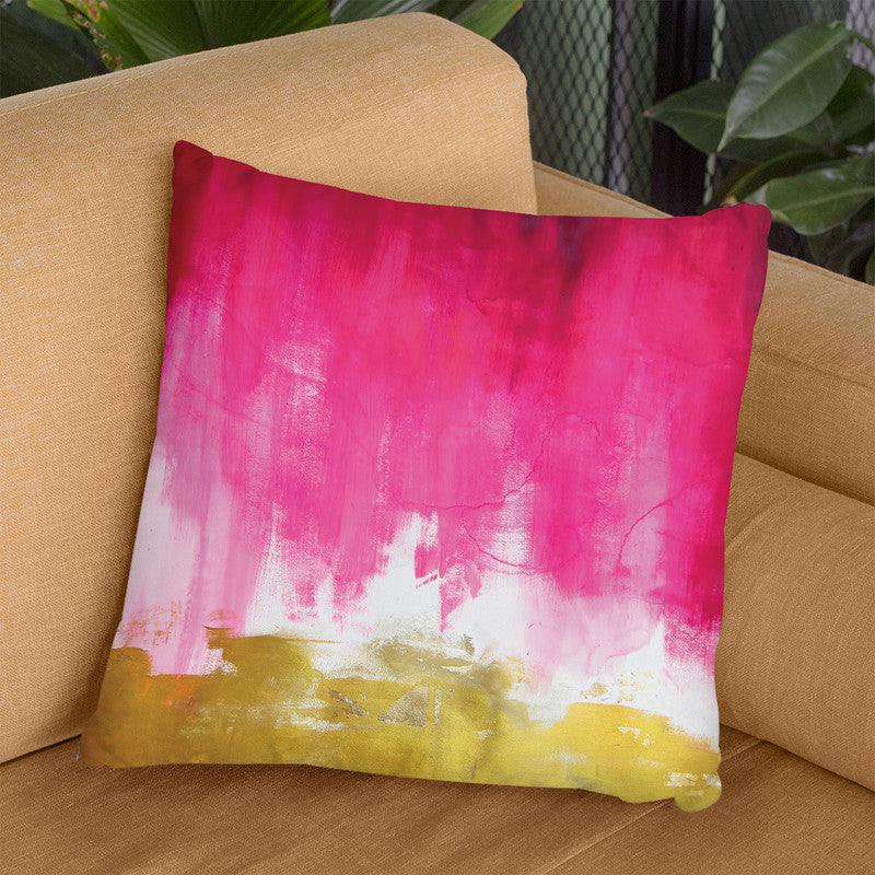 Pink And Gold Abstract Throw Pillow By Christine Lindstrom