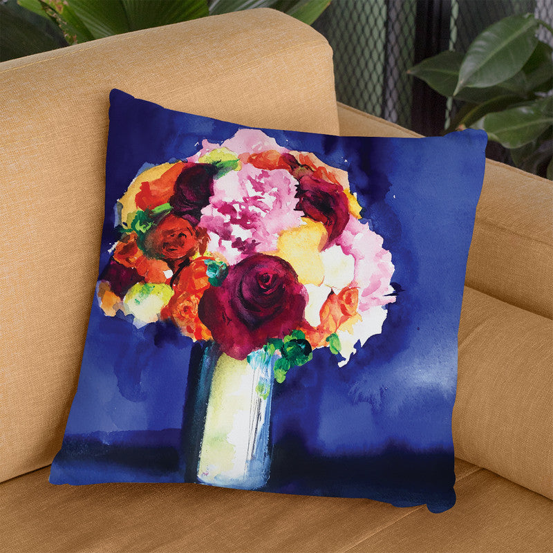 Blue Bouquet Throw Pillow By Christine Lindstrom