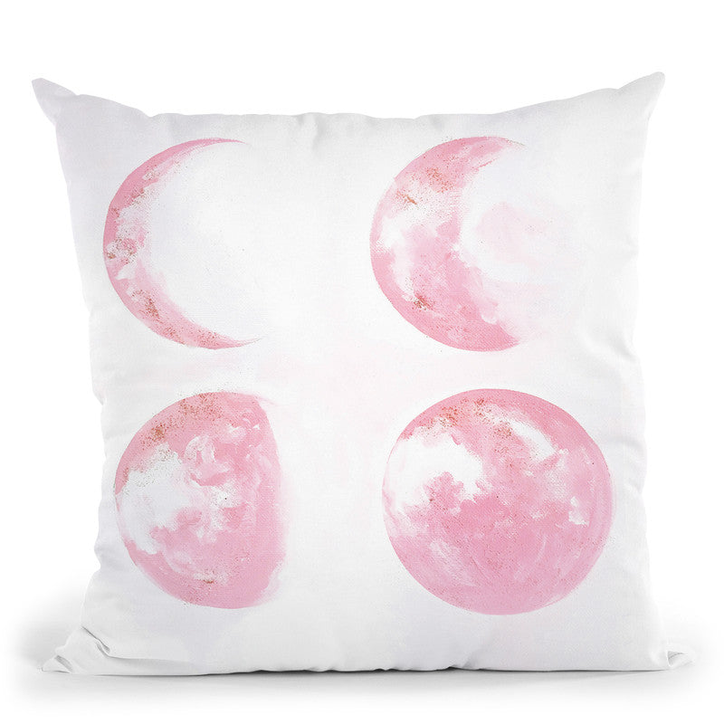 Moon Phases In Pink Throw Pillow By Christine Lindstrom