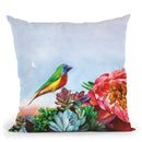 Parrot Finch In A Desert Garden Small Throw Pillow By Christine Lindstrom