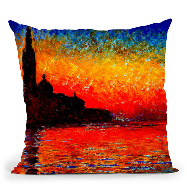 Sunset In Venice Throw Pillow By Claude Monet