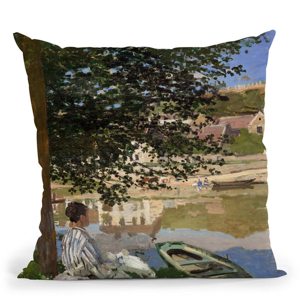 On The Bank Of The Seine, Benne Throw Pillow By Claude Monet