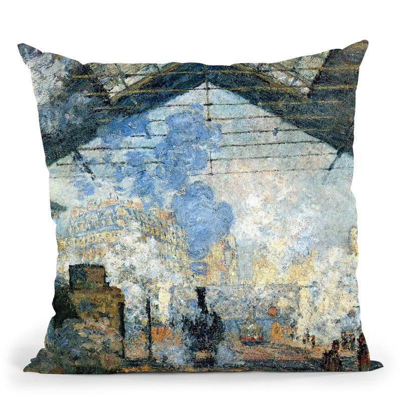 La Gare Saint-Lazare Throw Pillow By Claude Monet