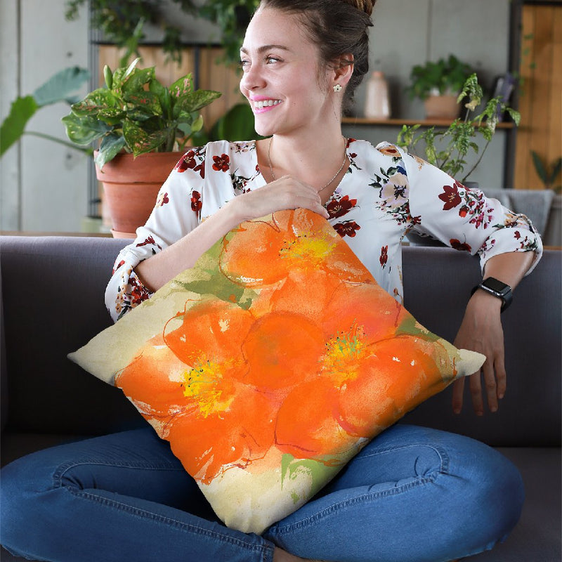 Tangerine Poppies Ii Throw Pillow By Chris Paschke