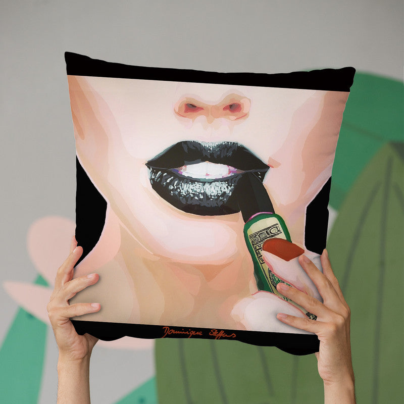 Black Lips Throw Pillow By Dominique Steffens