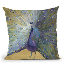 Purple And Gold Peacock Throw Pillow By Danhui