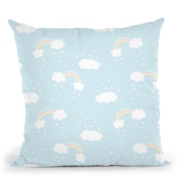 Unicorn Clouds Rainbows Pattern Throw Pillow By Dom Vari
