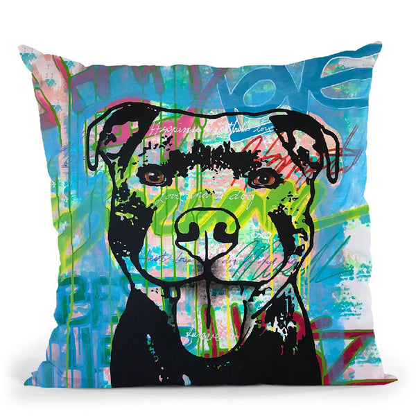 Happy Love Pitbull Throw Pillow By Dean Russo