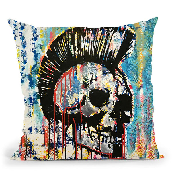 Punk Skull Throw Pillow By Dean Russo
