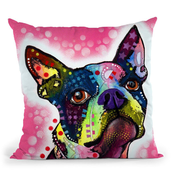 Boston Terrier Square Throw Pillow By Dean Russo